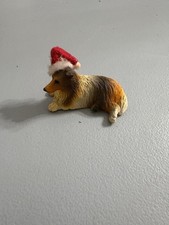Collie Figurine with Santa Hat