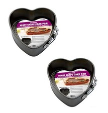 2x Mini Springform Heart Valentines Cake Tins Non-Stick Sponge Love Loose 12cm