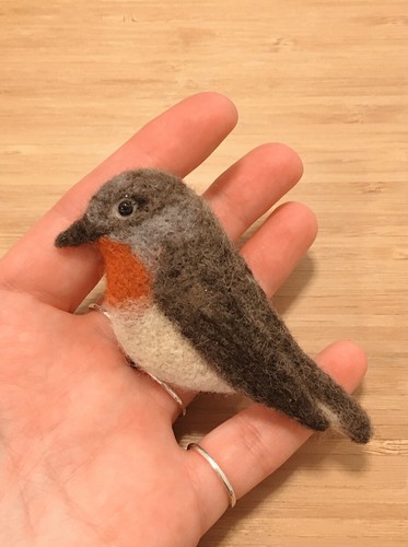 Bird brooch needle felted - bird,