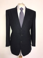 CHESTER BARRIE Savile Row - Mens NAVY BLUE WOOL SUIT - 44 Short - W36 L29
