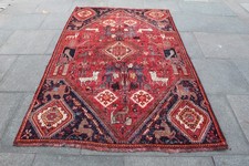 Vintage Worn Hand Made Traditional Oriental Wool Red Large Rug Carpet 245x152cm