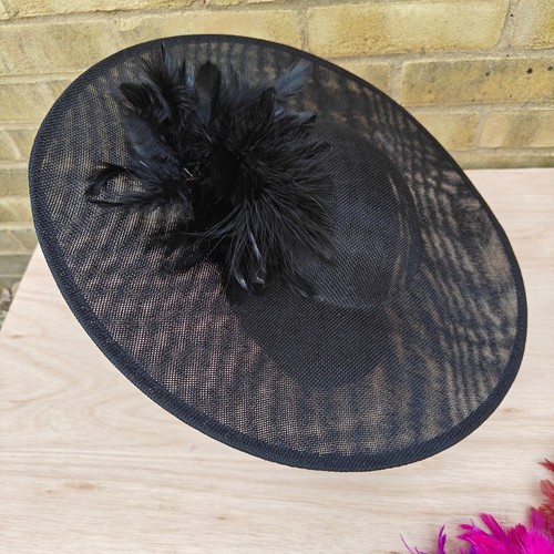 Black feather flower wide brim - feather,