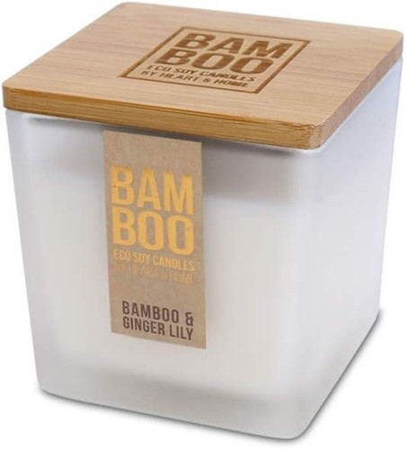 Candle jar bamboo and - candle, ginger