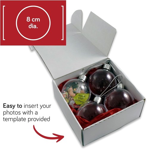 Clear christmas baubles - clear, pack