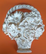 Vintage Retro 40s Kensington Ware KPB Wall Cream Gold Pocket Flower Basket Vase