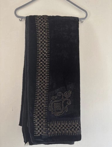 Black velvet shawl with - black, gold