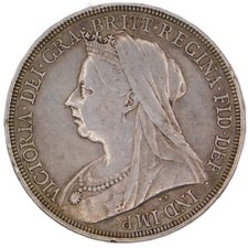 1897 LXI Crown Coin - Queen Victoria - British Milled Silver Coin