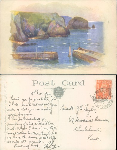Mevagissey harbor and cliffs