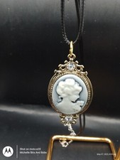 Silver Tone Oval Blue Cameo