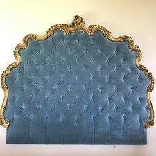 Antique/Vintage Rococo Gilt-Wood Kingsize Headboard Newly Upholstered