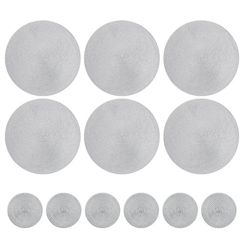 Round braided placemats set - round,