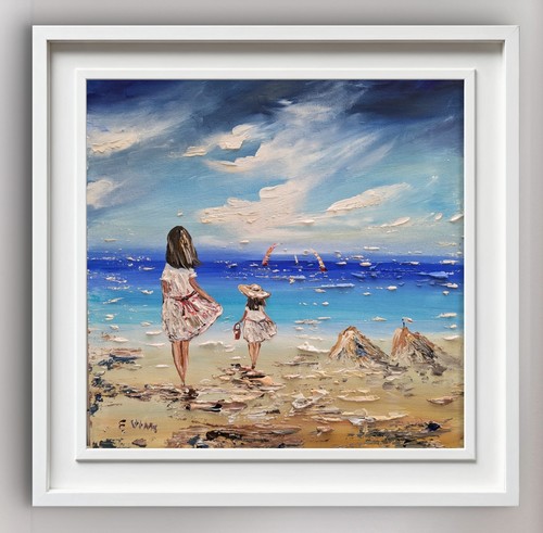 Original oil seascape beach - seascape,