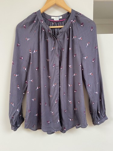 Boden grey bird print blouse - boden,