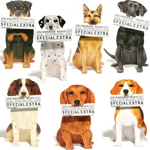Dog birthday card die cut - card,