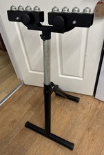 Folding Roller Stand Material Support Pedestal with Ball Bearing Roller Black