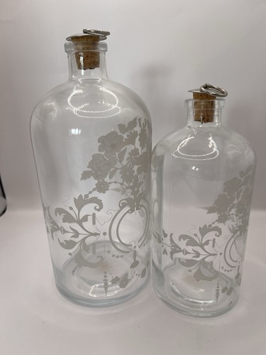 Pair vintage etched floral - pair,