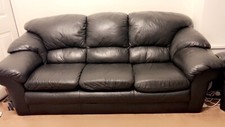 Black Leather sofa’s 3 + 2, 1 seaters L88” D 35”
