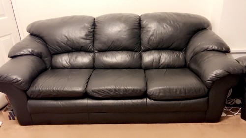 Black leather sofa - 3, 2