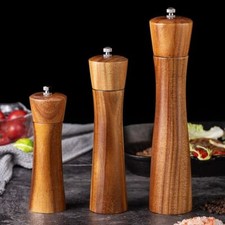 6" 8" 10" Refillable Wooden Salt Pepper Mill Spice Herb Manual Grinder UK