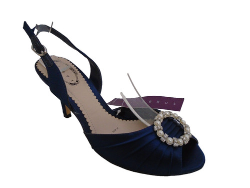 Debut navy satin slingback - debut,