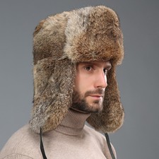 Men Faux Rabbit Fur Hat Winter