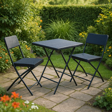 3 Pieces Folding Rattan Bistro