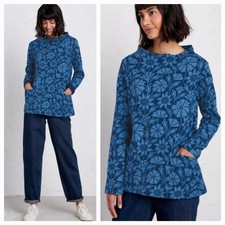 New SEASALT Size 12 Blue Stretch Jersey Oceangoing Fisherman's Tunic Top.NWOT