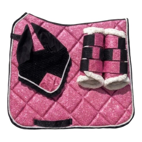 Pink glitter saddle pad - pink,
