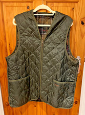 Barbour Waistcoat/quilted zip-in liner, Size 46. Olive and Classic Tartan. Gilet