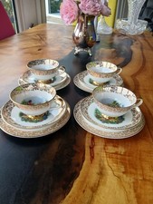 Vintage Fine Bone China Imperial Gold Chintz Tea Set 4 x Cups & Saucers & Plates
