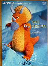 Alan Dart Troy Ceratops KNITTING PATTERN Dinosaur toy 43cm tall Sirdar 4326