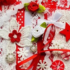 Christmas Fabric Lace Trim Embellishment Slow Stitch Collage Sewing Craft Bundle