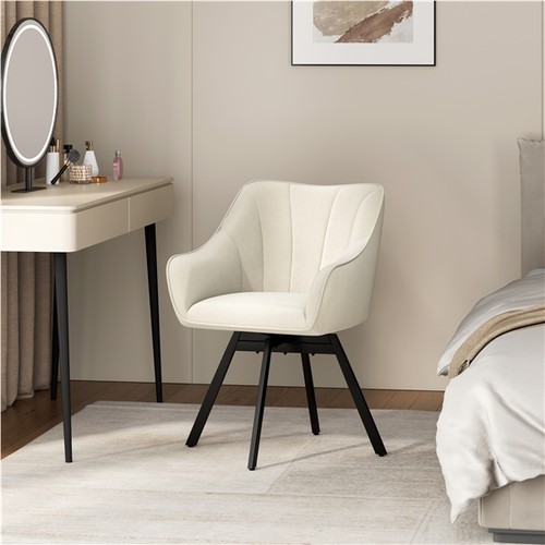 Beige swivel dining chair with - swivel,
