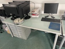 10 IKEA silver and matt glass desk 158 x 78 x 72 