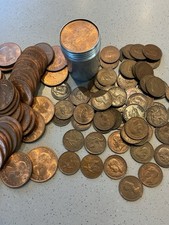 A JOB LOT OF 149 ENGLISH COINS MIXED DATES FARTHINGS AND 1967 PENNIES
