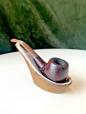 Vintage Wooden Smoking Pipe with Metal Collar