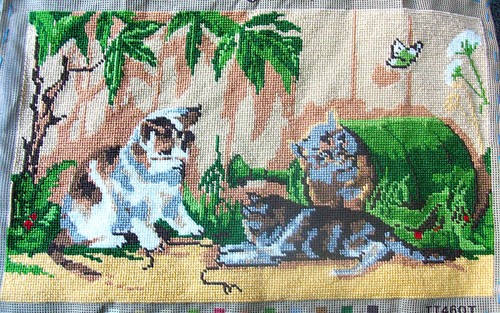 New completed tapestry cats - completed,