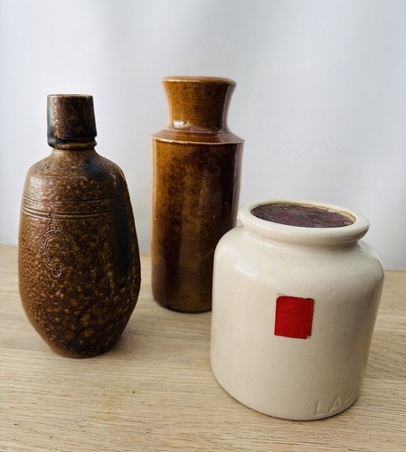 Vintage stoneware bottle jar - vintage,