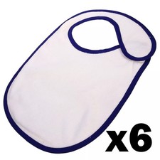 6 x Baby Bibs Plain White -