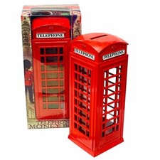 Metal red telephone - telephone, booth
