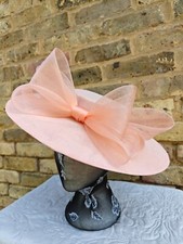 peach pink large fascinator millinery burlesque headband wedding hat ascot