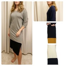 Ladies Trendy Balloon Sleeves Knit 100% Cotton Midi T Shirt Dress Long Tops