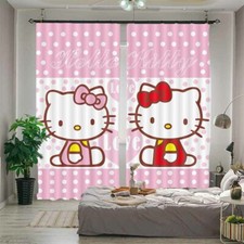 Classic Kate cat with girl's heart Printing 3D Blockout Curtains Fabric Window