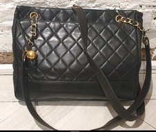 Chanel Black Leather Calfskin Quilted Tote Bag