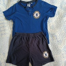 ? CHELSEA FC KIDS/BOYS AGE 5-6 YEARS BLUE PYJAMA SET T-SHIRT/SHORTS LOGO