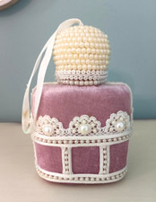 Vintage pink velvet pearl and