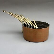 Vintage Graduated Set of 6 Copper Saucepans with Brass Handles / Measuring Pans
