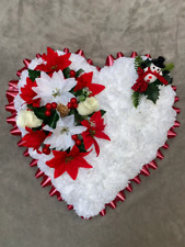 SNOWMAN CHRISTMAS HEART MEMORIAL XMAS TRIBUTE FUNERAL FLOWERS GRAVE WREATH