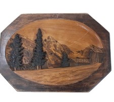 Wood Carved Mountain Scene