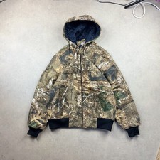 Hooded Camo Work Jacket Medium / M – Carhartt Realtree Camouflage Canvas Zip Up